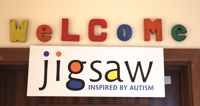 welcome to Jigsaw letters above a door at School